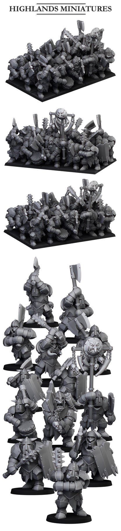 Armoured Orcs with two handed weapons 15x- Highlands Miniatures