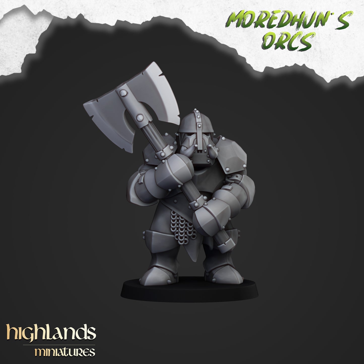 Armoured Orcs with two handed weapons 15x- Highlands Miniatures