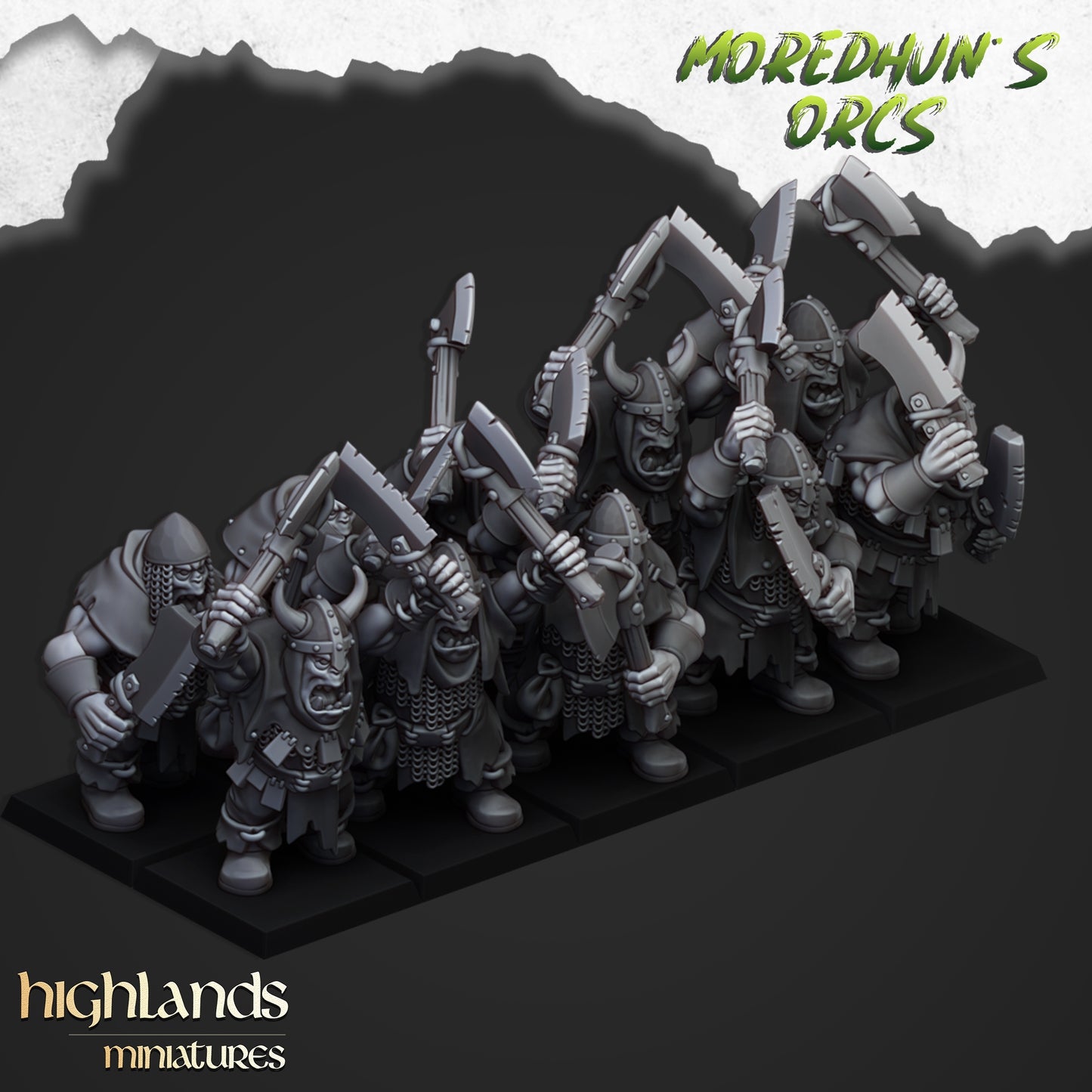Orcs with two handed weapons 10x- Highlands Miniatures