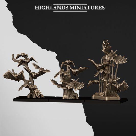 Transilvanya Bats Swarms  3x - Highlands Miniatures