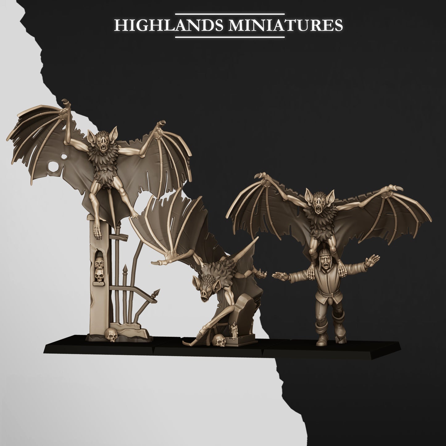 Transilvanya Giant Bats  3x - Highlands Miniatures