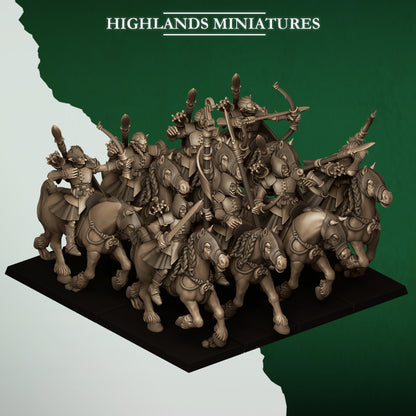 Feral  Elves Mounted Archers 8x  - Highlands Miniatures