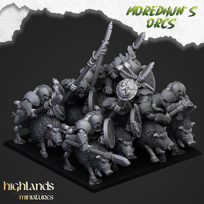 Mounted Orcs on boars 8x- Highlands Miniatures
