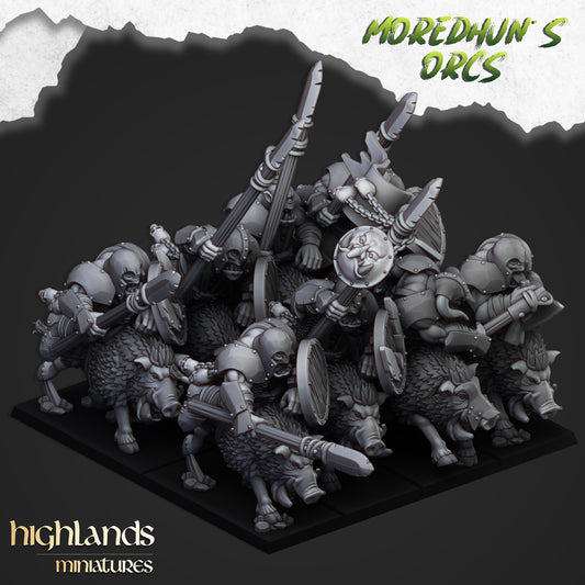 Mounted Orcs on boars 8x- Highlands Miniatures
