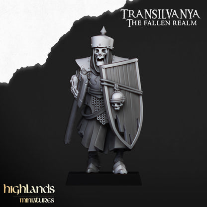 Transilvanya  skeletal Guard with hand weapons and shields - Highlands Miniatures