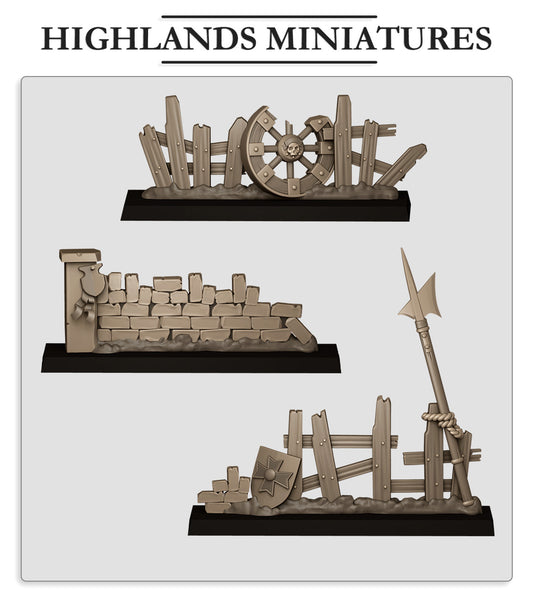 Sunland 3x Barricades  Fillers & Heroes - Highlands Miniatures