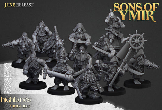 Dwarf Pirates 12x - Highlands Miniatures