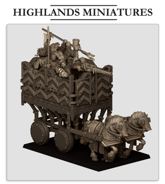 Sunland Armored Wagon with Crew  Fillers & Heroes - Highlands Miniatures