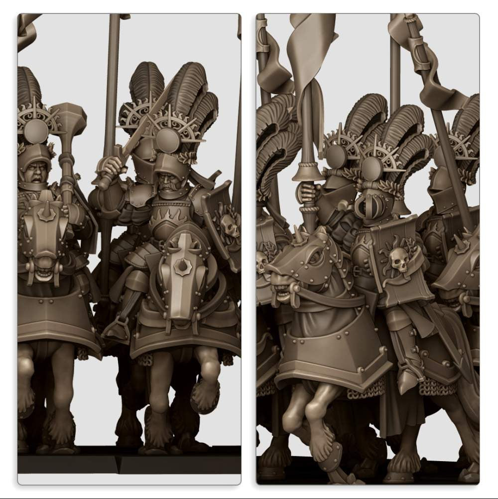 Sunland Chivalry Order Knights - Golden Flames 8x  Fillers & Heroes - Highlands Miniatures