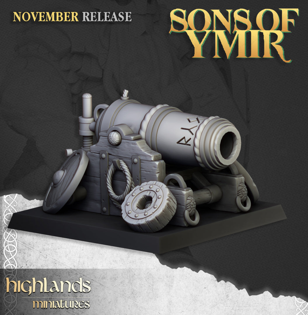 Dwarf Artillery Cannon Deployed - Highlands Miniatures