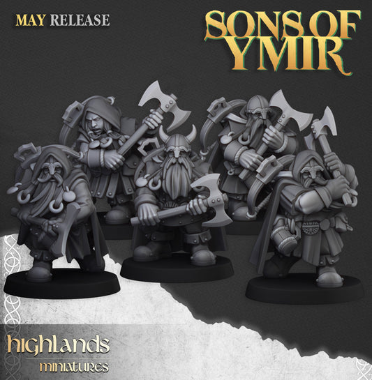 Dwarf Rangers with two-handed axes - Highlands Miniatures