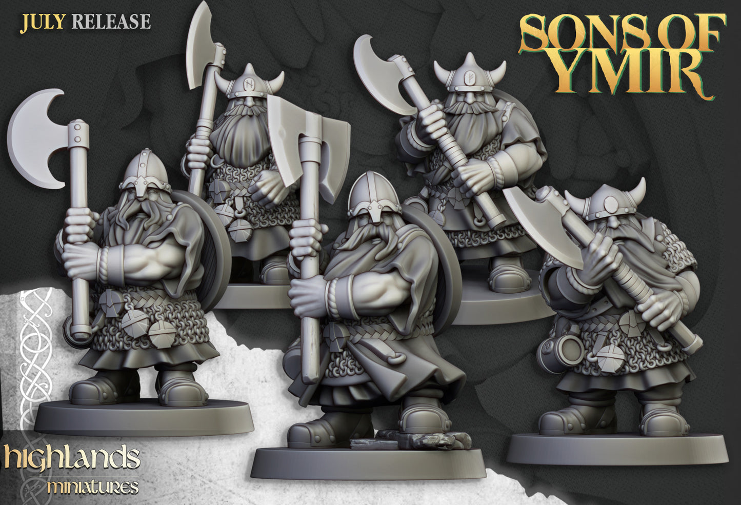 Dwarfs Warriors Two Handed Unit 5x - Highlands Miniatures