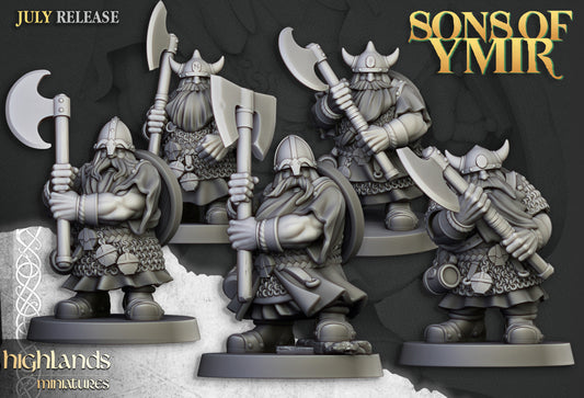 Dwarfs Warriors Two Handed Unit 5x - Highlands Miniatures