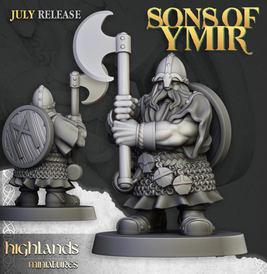 Dwarfs Warriors Two Handed Unit 5x - Highlands Miniatures