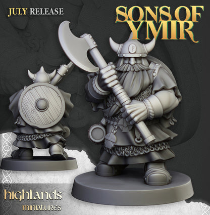 Dwarfs Warriors Two Handed Unit 5x - Highlands Miniatures