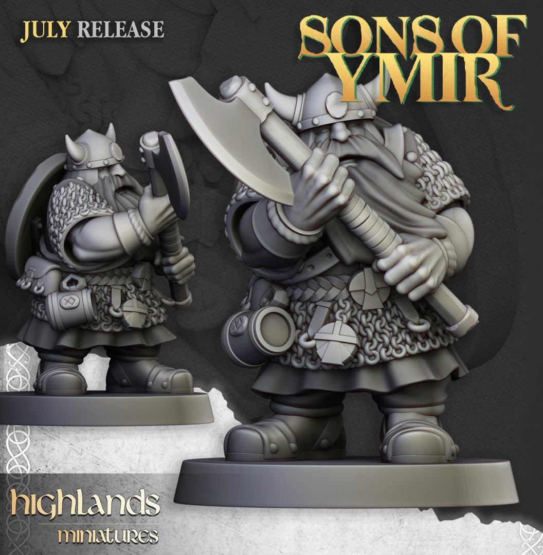Dwarfs Warriors Two Handed Unit 5x - Highlands Miniatures