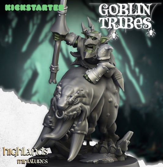 Goblin Leader on Forest Monster - Highlands Miniatures