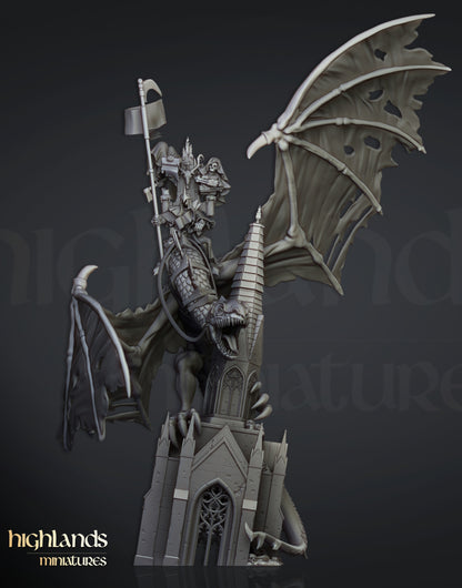 Transilvanya Ezekiel, Lord Necromancer on Flying Monster- Highlands Miniatures