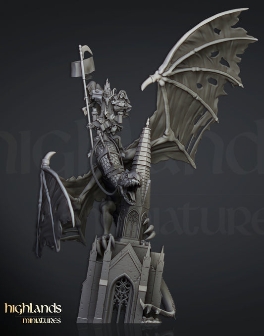 Transilvanya Ezekiel, Lord Necromancer on Flying Monster- Highlands Miniatures