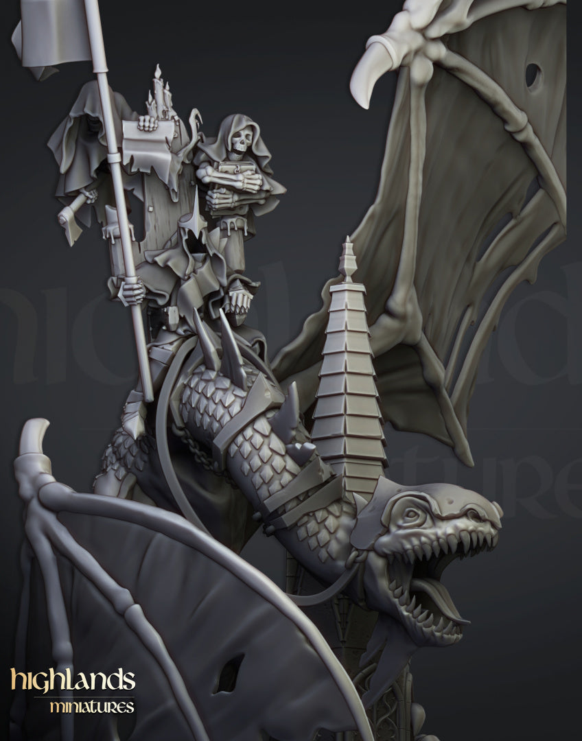 Transilvanya Ezekiel, Lord Necromancer on Flying Monster- Highlands Miniatures