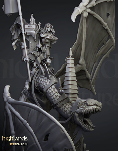 Transilvanya Ezekiel, Lord Necromancer on Flying Monster- Highlands Miniatures