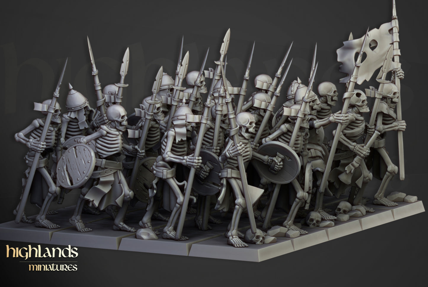 Transilvanya Skeleton Warriors Unit 20x - Highlands Miniatures