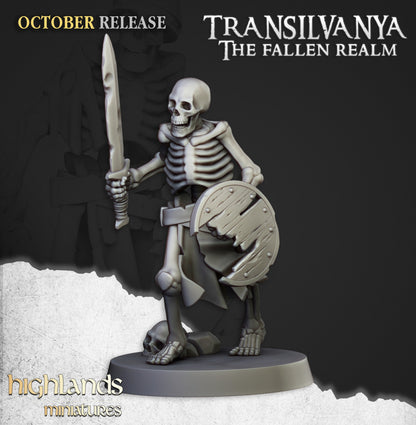 Transilvanya Skeleton Warriors with Swords unit 20x - Highlands Miniatures
