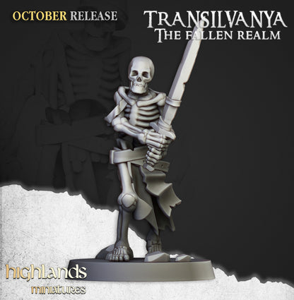 Transilvanya Skeleton Warriors with Swords unit 20x - Highlands Miniatures