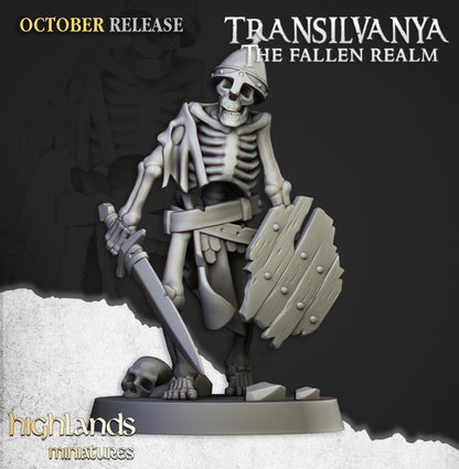 Transilvanya Skeleton Warriors with Swords unit 20x - Highlands Miniatures