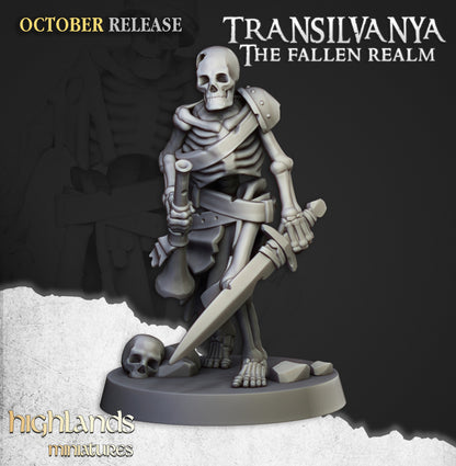 Transilvanya Skeleton Warriors with Swords unit 20x - Highlands Miniatures