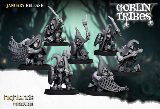 Swamp Goblin with Hand Weapons 7x - Highlands Miniatures
