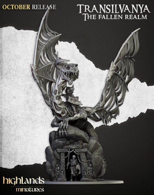 Transilvanya Vampire Lady on Zombie Dragon - Highlands Miniatures