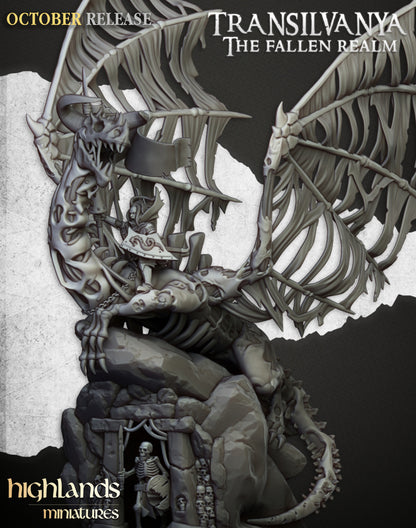 Transilvanya Vampire Lady on Zombie Dragon - Highlands Miniatures