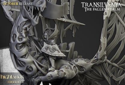Transilvanya Vampire Lady on Zombie Dragon - Highlands Miniatures