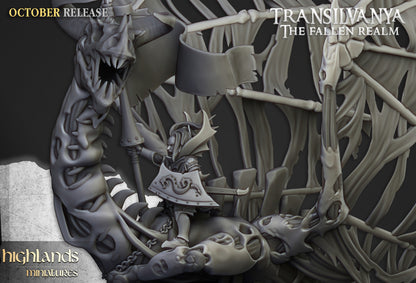 Transilvanya Vampire Lady on Zombie Dragon - Highlands Miniatures