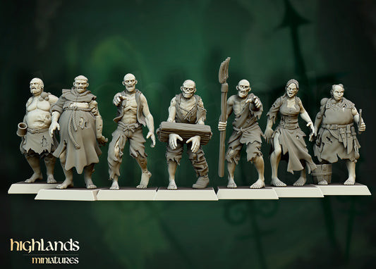 Transilvanya  Zombie Villagers 8x - Highlands Miniatures